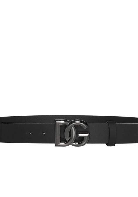 black calf leather silver DG logo-buckle belt  DOLCE & GABBANA | BC4644-AX6228V363
